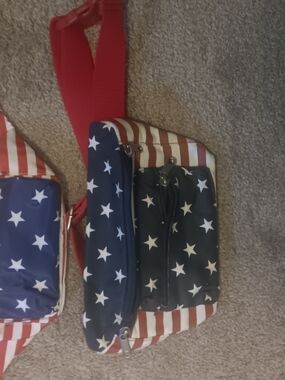 American Flag Star Print Crossbody Bag - Red, White & Blue